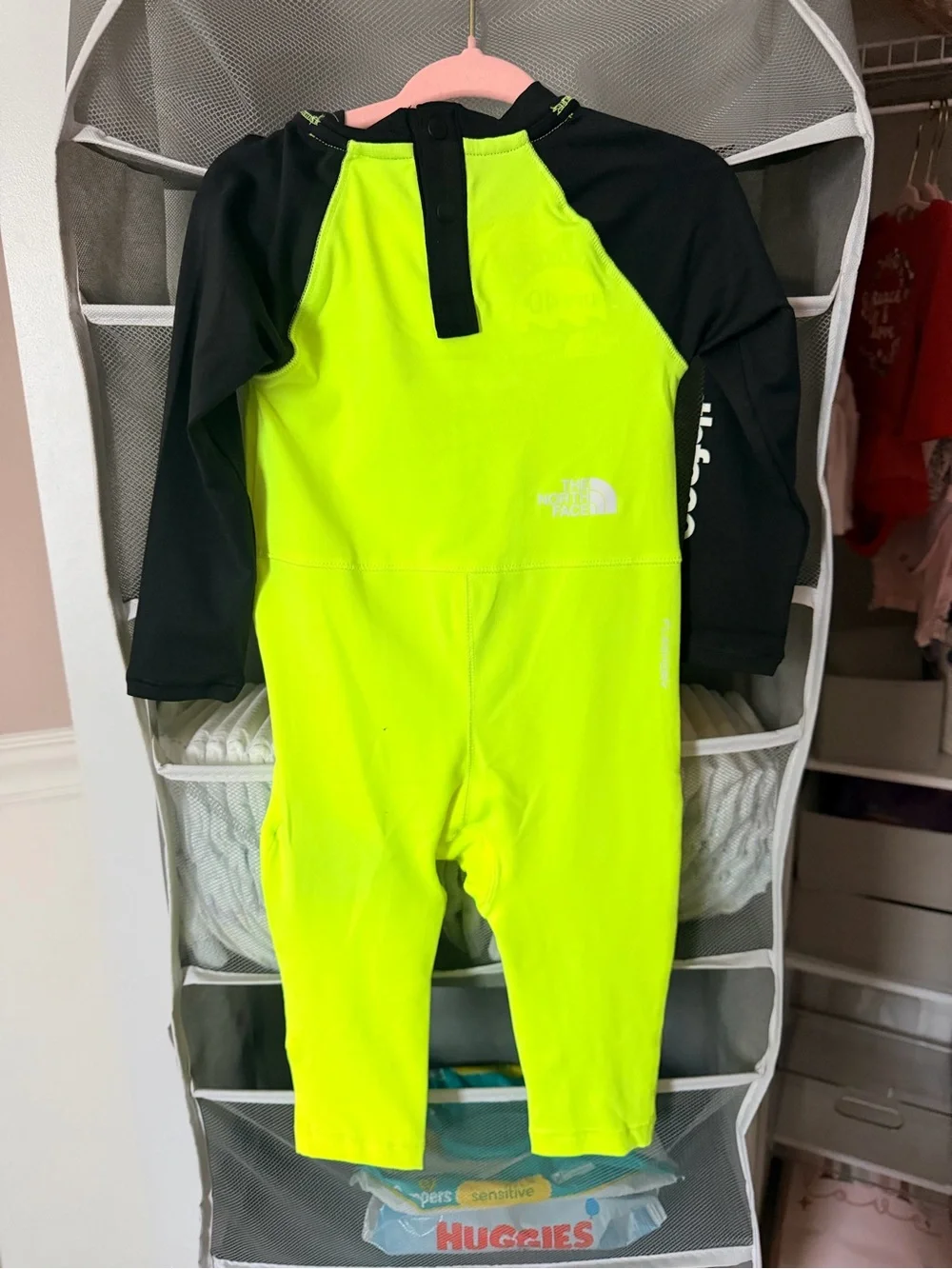 The North Face Neon Yellow & Black One-Piece Kids Rash Guard Swimsuit
